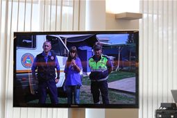 Dr. Gilberto Ughi, Communications Manager at Campo "Robinson" di Finale Emilia, in the earthquake hit region of Modena speaks to MEP Gardini and to delegates 